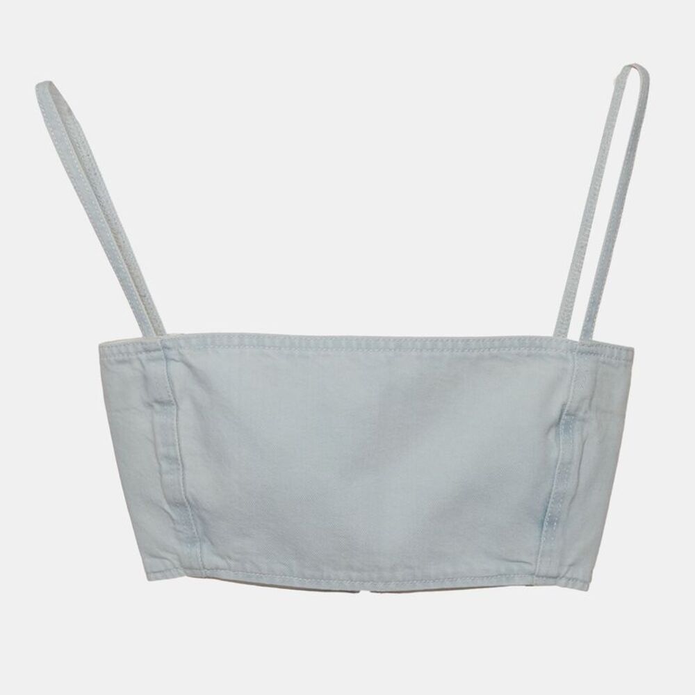 Alaia Light Blue Denim Bandeau Bustier Top S